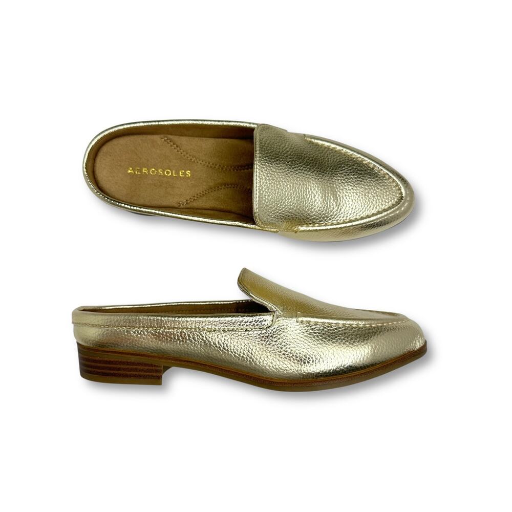 Aerosoles Women's New Enright Loafer Mules Size 7.5 Soft Gold Comfort Slip On